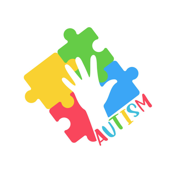 heart color jigsaw Concept of caring for mentally ill children with autism - Вектор, зображення