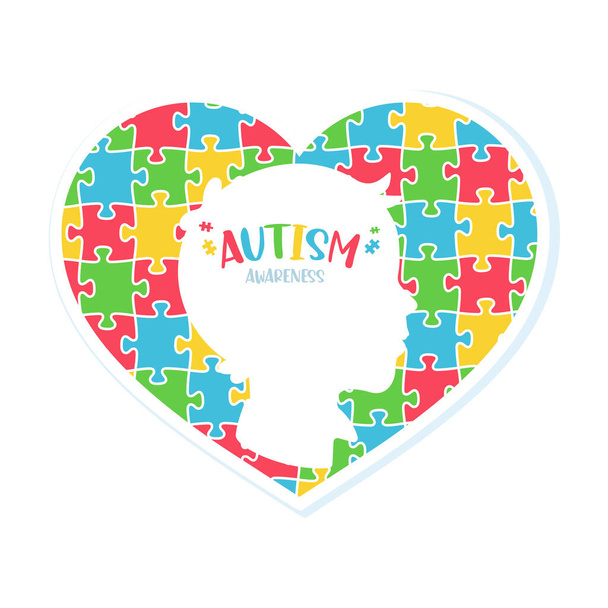 heart color jigsaw Concept of caring for mentally ill children with autism - Вектор, зображення