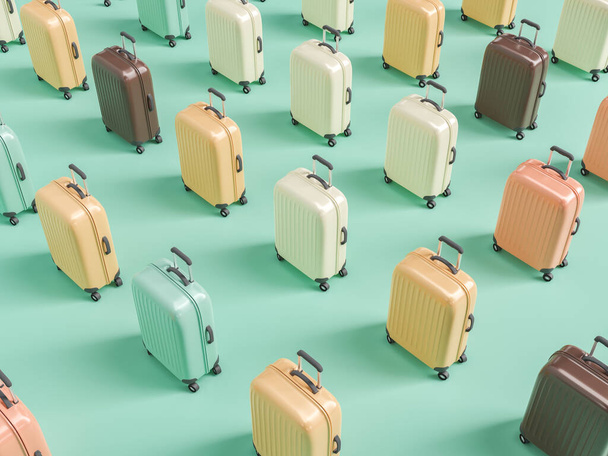 reiskoffer patroon met retro kleuren. concept van vakantie, reizen, zomer en strand. 3d destructie - Foto, afbeelding