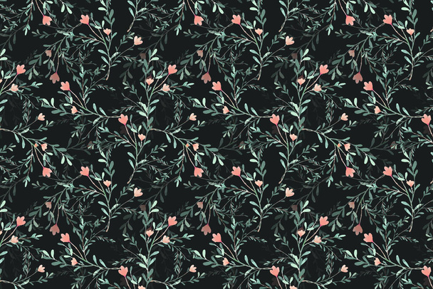 Background Seamless Pattern Vintage Nature Floral , flowers ,leaves in watercolor style.  - Фото, зображення
