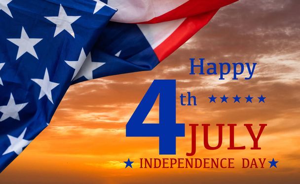 Happy 4th of July Over Distressed Wood Background - Fotografie, Obrázek