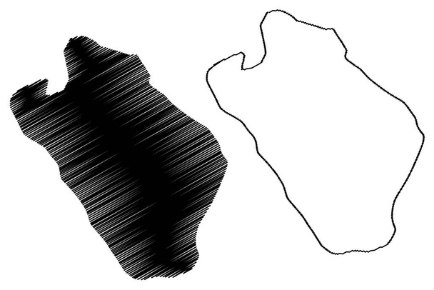 Greely island (Rusko, Ruská federace, souostroví Franz Josefa Land) mapa vektorová ilustrace, načmáraný náčrt Ostrov Grili mapa - Vektor, obrázek