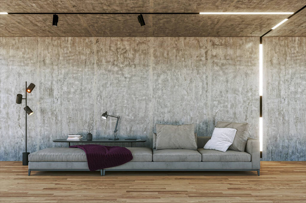 Ilustração 3D renderização grande luxo modernos interiores brilhantes Sala de estar computador mockup imagem gerada digitalmente - Foto, Imagem
