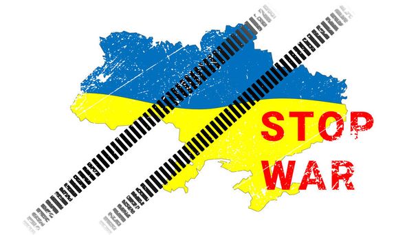 Ukrainan kartalla on jälkiä säiliöstä, joka on eristetty valkoisella pohjalla.. - Vektori, kuva