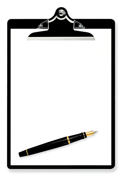 Portapapeles en blanco con pluma estilográfica
 - Foto, imagen