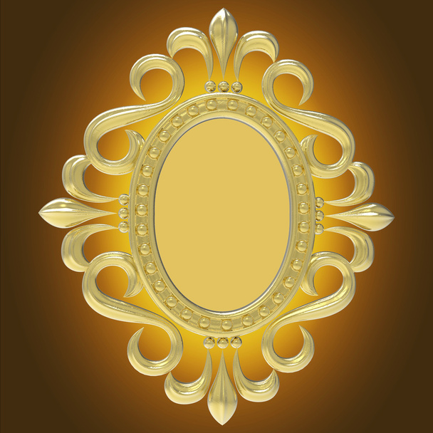 Gold vintage frame isolated on white background - Photo, Image
