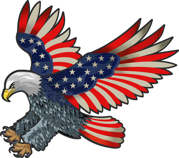 American eagle with USA flags - Vector, Imagen