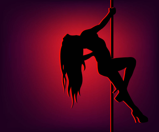Sexy pole dancing.Pole Dança Woman.Black silhueta de uma menina sexy - Vetor, Imagem