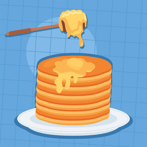 pancakes with wooden tool - Vector, Image
