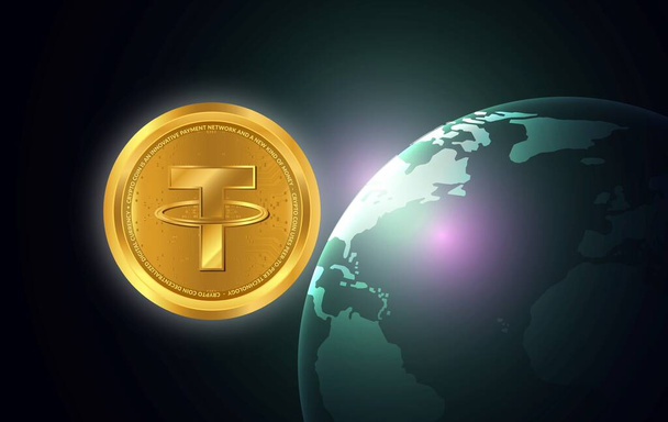 the tether virtual currency logo. 3d illustrations. - Photo, Image