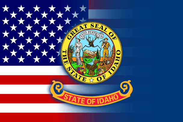 Bandera de Estados Unidos e Idaho
 - Foto, Imagen