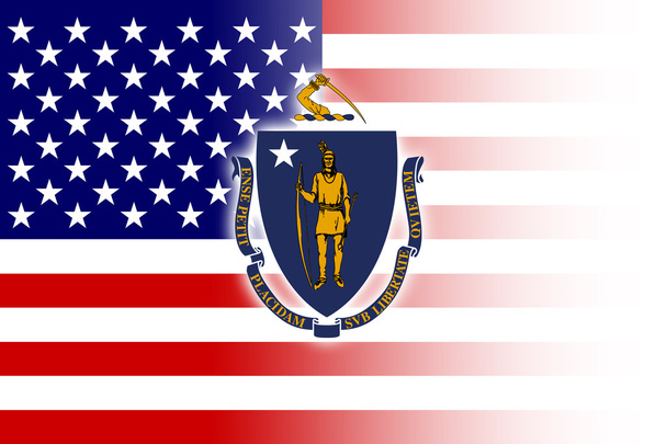 USA i Flaga stanu Massachusetts - Zdjęcie, obraz