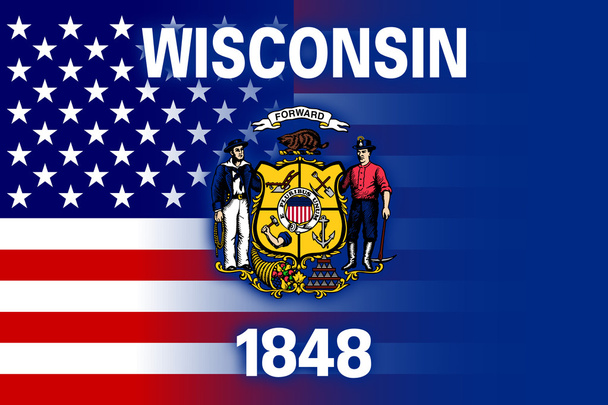 ΗΠΑ και Wisconsin κράτους σημαίας - Φωτογραφία, εικόνα