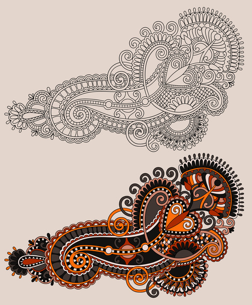 Alkuperäinen käsi piirtää viiva taidetta koristeellinen kukka suunnittelu. Ukrainan trad
 - Vektori, kuva