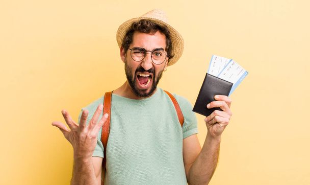 young tourist with boarding pass tickets - Photo, image