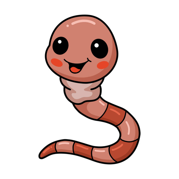 Vector Illustration of Cute little worm cartoon character - Vector, Image