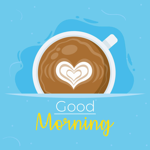 Buongiorno lettering e caffè - Vettoriali, immagini