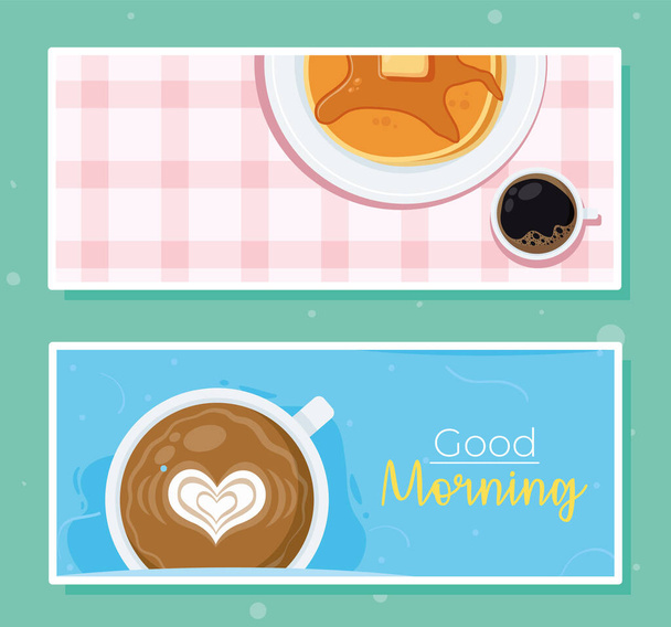 δύο κάρτες καλημέρα - Διάνυσμα, εικόνα