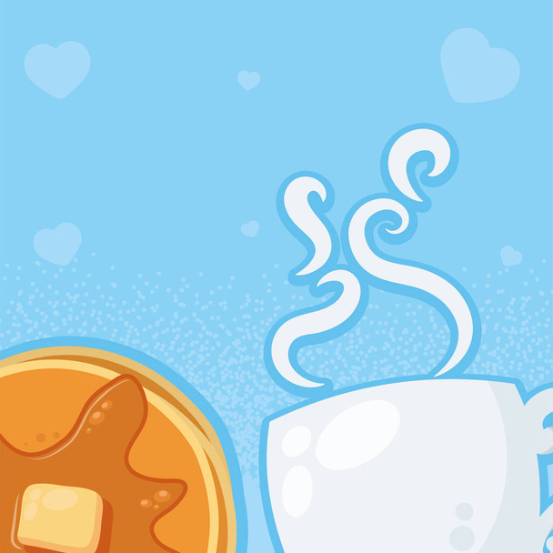 кофе и блины на завтрак - Вектор,изображение