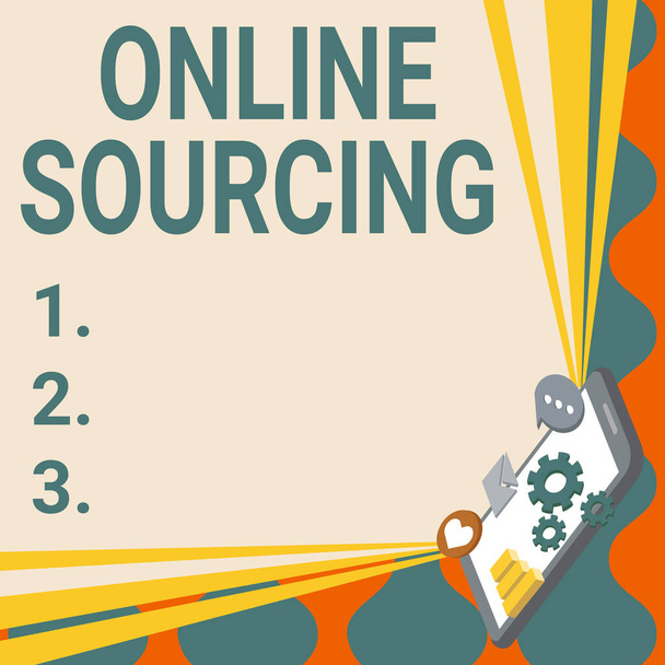 Bildunterschrift: Online-Beschaffung. Konzept bedeutet, dass der Kauf von Waren und Dienstleistungen über das Internet abgewickelt wird. - Foto, Bild