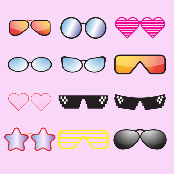 conjunto de gafas de moda para fiesta o concepto de celebración - Vector, imagen