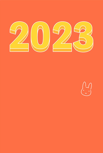 2023 Year of the Rabbit New Year's card, 3D letters and simple cute rabbit - Vector, Image