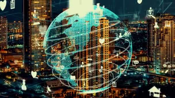 Globale Vernetzung und Veränderung des Internetnetzes in der Smart City - Filmmaterial, Video