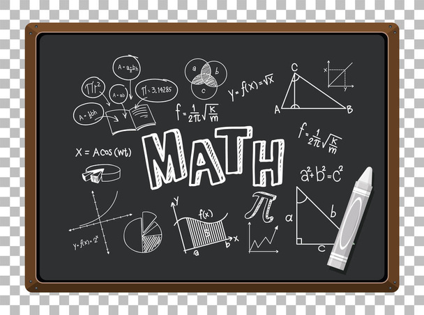 Math formula on blackboard isolated grid background illustration - Vector, Image