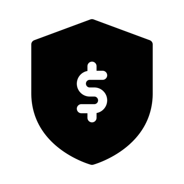 money sheild with dollar symbol, secured money. - Вектор,изображение