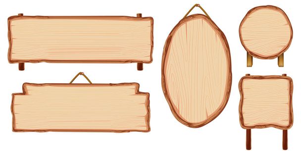 Set of different wooden sign boards illustration - Vecteur, image