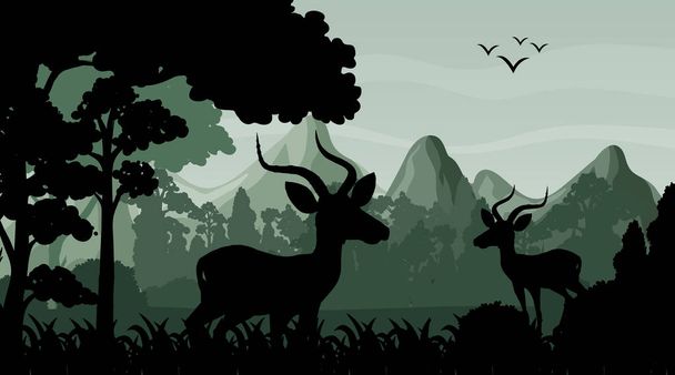 Sombra de silhueta de ilustração de cena florestal - Vetor, Imagem