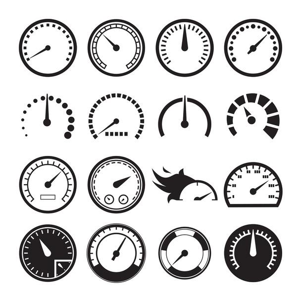 Set of speedometers icons - Vektor, kép