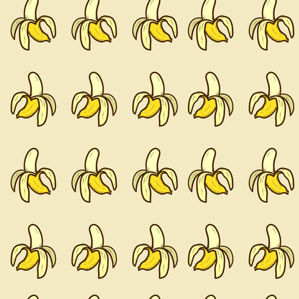 Бананы бесшовный рисунок, нарисованный вручную. Векторные иллюстрации - Вектор,изображение