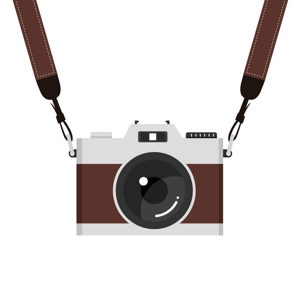 hanging brown camera strap vector - ベクター画像
