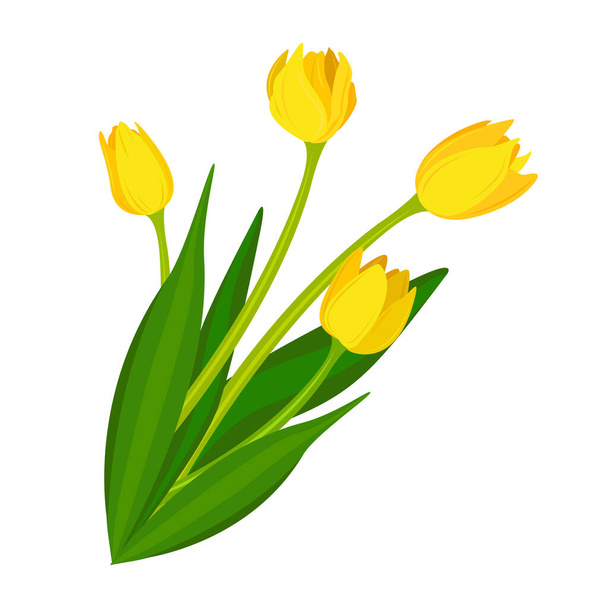 Bouquet of yellow tulips. Flowers - Διάνυσμα, εικόνα