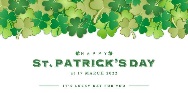 иллюстрация Saint Patrick 's day background with clover leaves abstract frame, applicable for website banners, poster sign corporate business, social media posts, advertising agency, movie picture, - Вектор,изображение