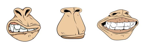 NFTs Mundmerkmale unterscheiden sich vom gelangweilten Affen-Yachtclub. Karikatur Tierteile Vektor Zeichnung Illustration - Vektor, Bild
