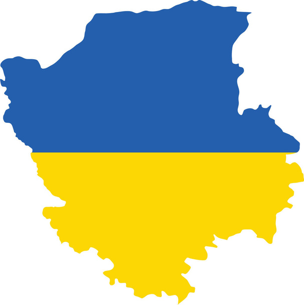 Flat vector map of the Ukrainian administrative area  of VOLYN OBLAST combined with official flag of UKRAINE - Vector, Image