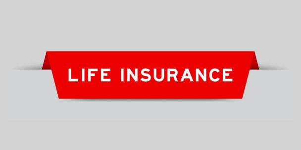 グレーの背景に単語生命保険と赤い色の挿入ラベル - ベクター画像
