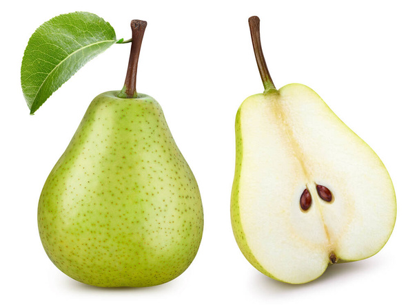 Pear collection isolated on white background. Pear clipping path. Pear macro studio photo - Fotografie, Obrázek