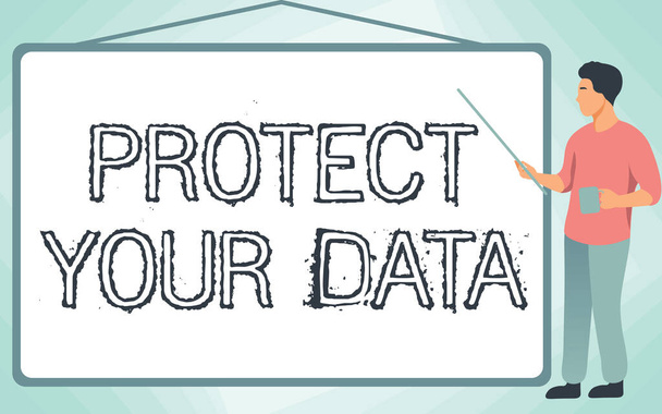 Konzeptionelle Darstellung Schützen Sie Ihre Daten. Konzept, das Cyber-Sicherheit sicher macht und digitale Informationen vor Verlust oder Betrug schützt. - Foto, Bild