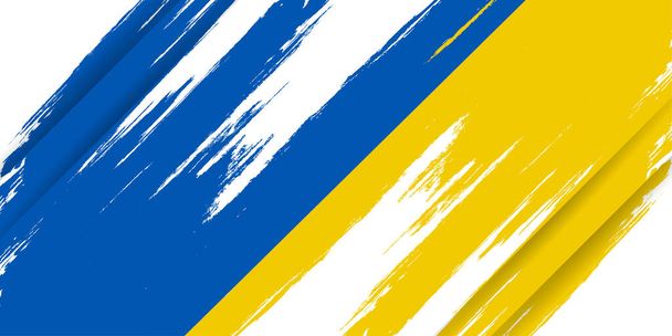 Bandera de Ucrania con cepillo Concepto. Bandera de Ucrania en estilo Grunge. Rezad por Ucrania. Pincel pintado a mano Bandera de Ucrania País - Vector, imagen