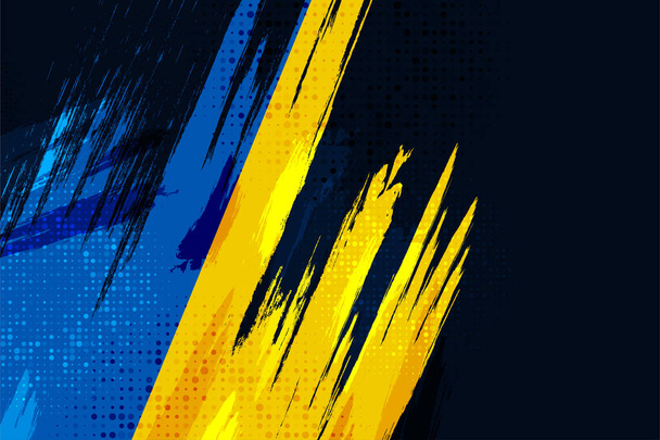Bandeira da Ucrânia com conceito de escova. Bandeira da Ucrânia em estilo Grunge. Rezem pela Ucrânia. Pintado à mão escova Bandeira da Ucrânia País - Vetor, Imagem