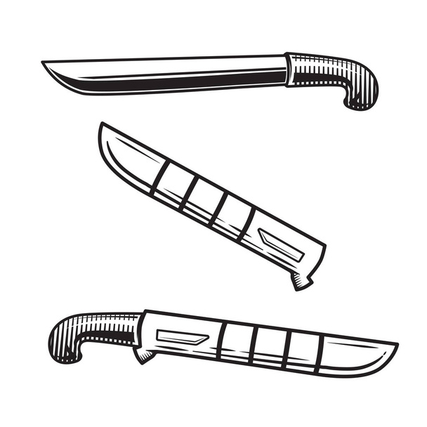 machete vector illustration, black and white line art - Vector, imagen