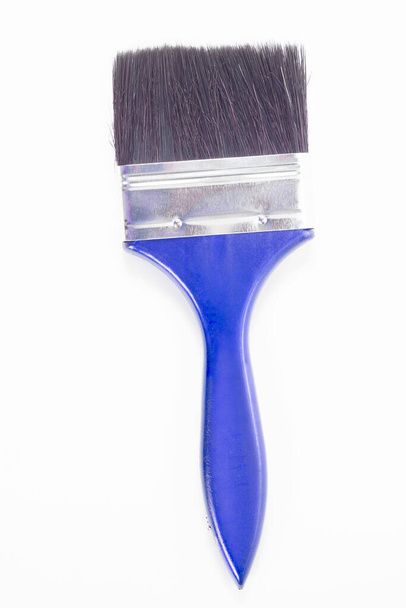 Blue Paint brushes isolated white background - Photo, Image