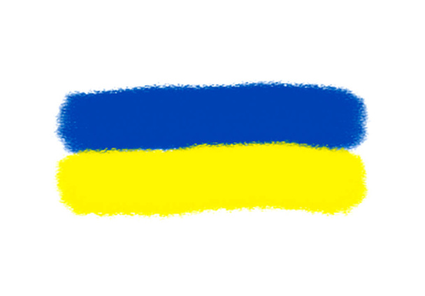 Bandiera Gialla Blu dell'Ucraina. Bandiera ucraina - banner illustrazione disegnato a mano isolato - Foto, immagini