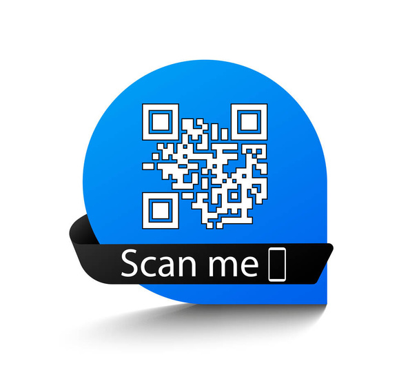 Creative banner concept qr code. Scan me. Blue banner with ribbon for qr code. Vector  - Vetor, Imagem