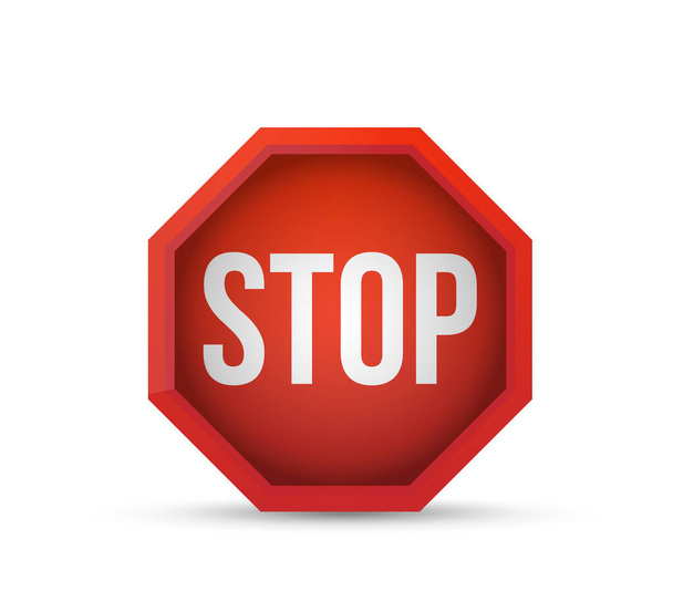 Red Stop Hand Block Oktagon Sign oder Adblock or Don 't Enter oder Verbotenes Icon mit 3D Shadow Effect. Vektorbild - Vektor, Bild