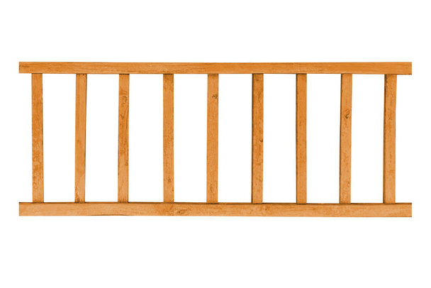 Wooden railing isolated on white background with clipping path. - Photo, Image