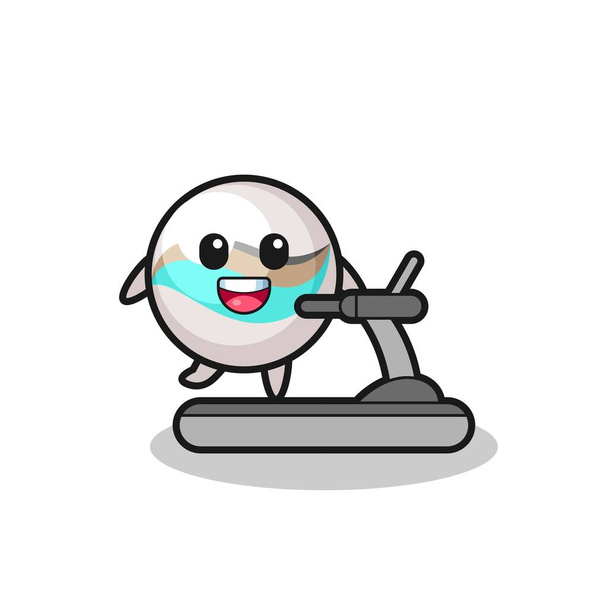 marble toy cartoon character walking on the treadmill , cute design - Vector, Image